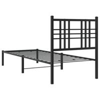 Bedframe met hoofdbord metaal zwart 75x190 cm - thumbnail