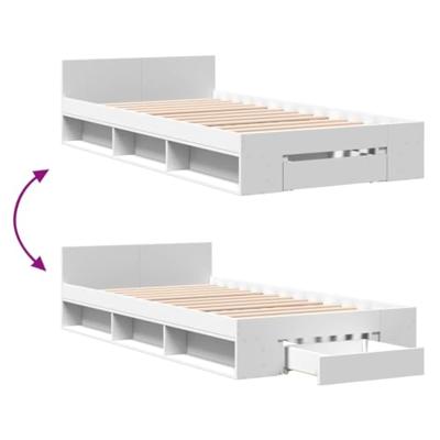 Bedframe met lade bewerkt hout wit 90x190 cm