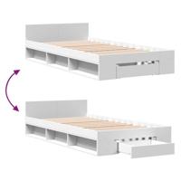 Bedframe met lade bewerkt hout wit 90x190 cm - thumbnail