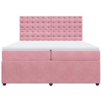 Boxspring met matras fluweel roze 200x200 cm - thumbnail