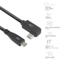 ACT AC7408 USB 3.0 Kabel 10Gbps 60W USB Type-C® (recht) naar USB Type-C® (haaks links/rechts) | Zwart | 3 meter - thumbnail