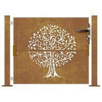 Poort 105x80 cm boomontwerp cortenstaal - thumbnail