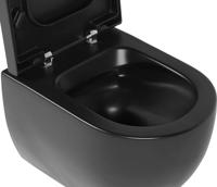 Saqu Home compact en randloos hangtoilet met PowerFlush en quickrelease toiletbril mat zwart - thumbnail
