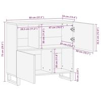 Dressoir 80x34x75 cm massief mangohout - thumbnail