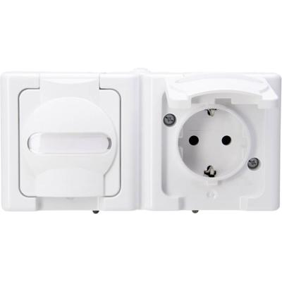 Kopp 131202003 BlueElectric Compleet Wandcontactdoos met randaarde en klapdeksel spatwaterdicht Arctisch-wit 2-voudig 1 stuk(s)