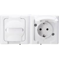 Kopp 131202003 BlueElectric Compleet Wandcontactdoos met randaarde en klapdeksel spatwaterdicht Arctisch-wit 2-voudig 1 stuk(s) - thumbnail
