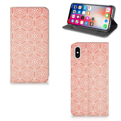 Apple iPhone Xs Max | Hoesje met Magneet | Pattern Orange