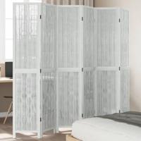Kamerscherm met 6 panelen massief paulowniahout wit - thumbnail