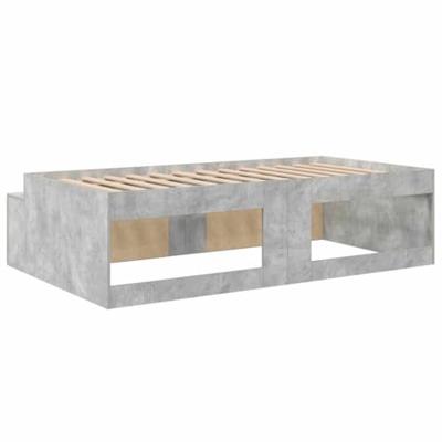 Opbergbedframe met opslag Betongrijs 100 x 200 cm Bewerkt hout