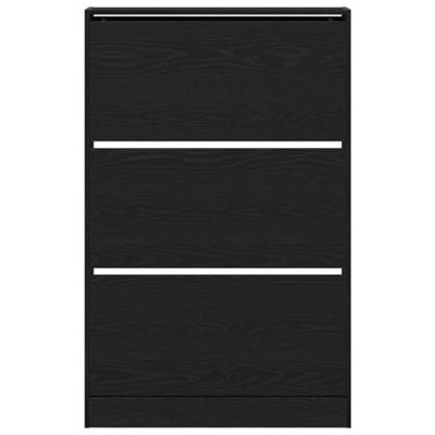 Schoenenkast Zwart eiken 80 x 21 x 125.5 cm Bewerkt hout