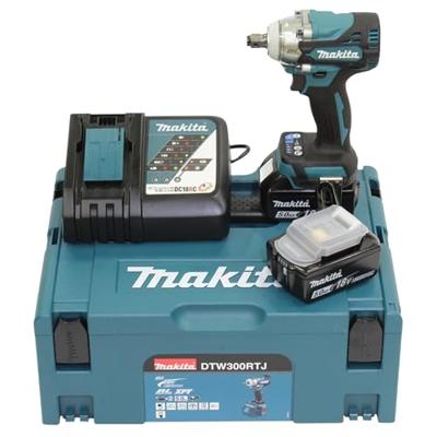 Makita DTW300RTJ Accu slagmoersleutel 330Nm 1/2" frictiering 18V 5.0Ah in Mbox - thumbnail