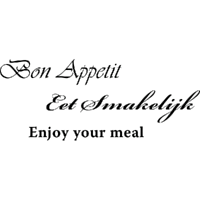 Eet smakelijk in 3 talen - Muursticker