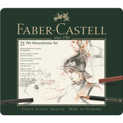 Faber Castell FC-112976 Pitt Monochrome Set Faber-Castell 21-delig Medium