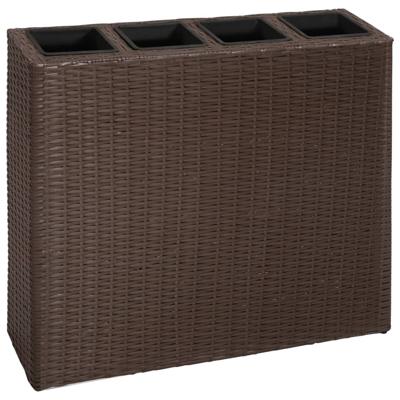 Plantenbak verhoogd met 4 potten poly rattan bruin Plantenbak verhoogd met 4 potten poly rattan bruin