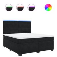 Boxspring met matras fluweel zwart 180x200 cm - thumbnail