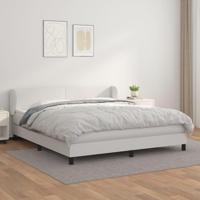 Boxspring met matras kunstleer wit 160x200 cm - thumbnail