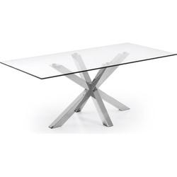 Kave Home Eettafel 'Argo' Chroom/Glas, 200 x 100cm