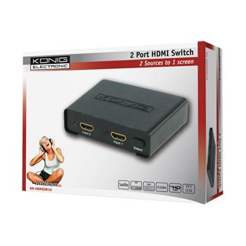 HDMI switch met versterker 2-poorts HDMI switch met versterker 2-poorts