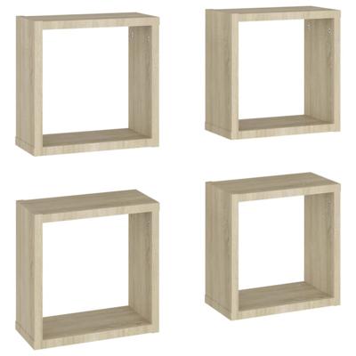 VidaXL Wandschappen kubus 4 st 30x15x30 cm sonoma eikenkleurig