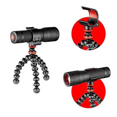 JOBY GorillaPod starterkit, flexibel ministatief met universele smartphoneklem, GoPro-houder en zaklamp, maximale belasting 325 g, JB01571-BWW