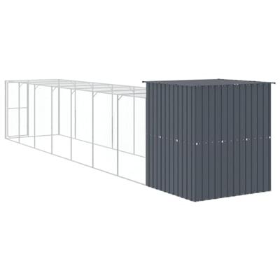 Kippenhok met ren 165x863x181 cm gegalvaniseerd staal antraciet