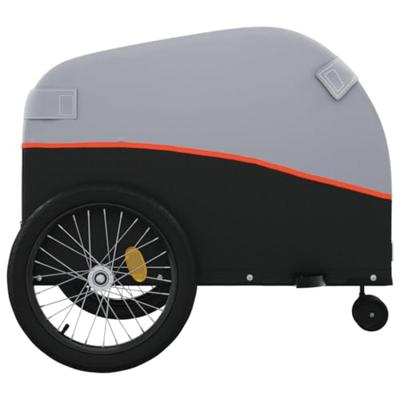 VidaXL Fietstrailer 45 kg ijzer zwart en oranje VidaXL Fietstrailer 45 kg ijzer zwart en oranje