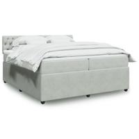 Boxspring met matras fluweel lichtgrijs 200x200 cm - thumbnail