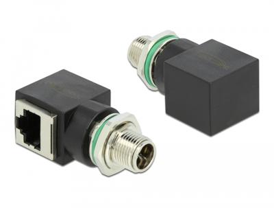 Delock M12 / RJ45 Netwerk Adapter [1x M12-stekker - 1x RJ45-bus] Zwart
