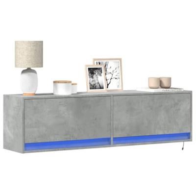 Tv-wandmeubel met LED-verlichting 140x31x38 cm betongrijs