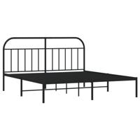 Bedframe met hoofdbord metaal zwart 180x200 cm - thumbnail