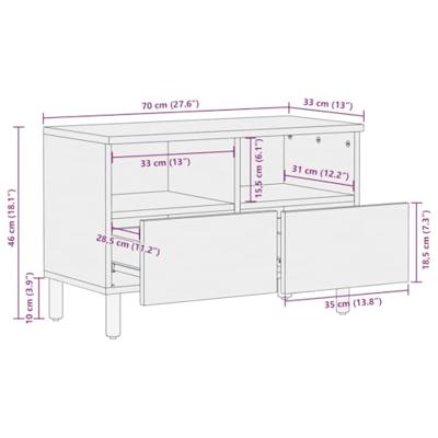 Tv-meubel 70x33x46 cm bewerkt hout zwart Tv-meubel 70x33x46 cm bewerkt hout zwart