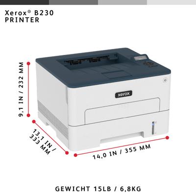 Xerox B 230 Printer Laser, kleur Zwart/wit A4 34 pag./min. 600 x 600 dpi LAN, USB, WiFi, Duplex