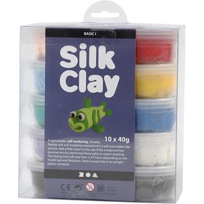 Silk Clay - basiskleuren, 10x40gr. - thumbnail