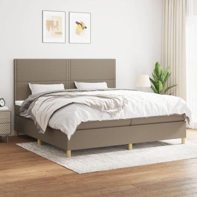 Boxspring met matras stof taupe 200x200 cm