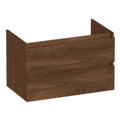 Brauer Joy Wavy - Onderkast - 80 cm - met 2 Softclose Lades Greeploos en 1 Sifon Uitsparing - Forest Cacao