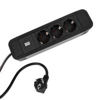 BACHMANN PRIMO2 stekkerdoos 3x geaard contact, aluminium, zwart, 2 m - thumbnail