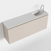MONDIAZ OLAN 120cm toiletmeubel linen. LEX wastafel talc rechts 1 kraangat - thumbnail