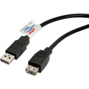 ROLINE USB 2.0 Kabel, type A-A, M/F, zwart, 1,8 m