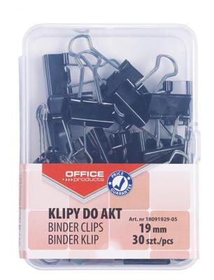 OFFICE products foldbackclip, zwart, 19 mm, plastic doos van 30 stuks