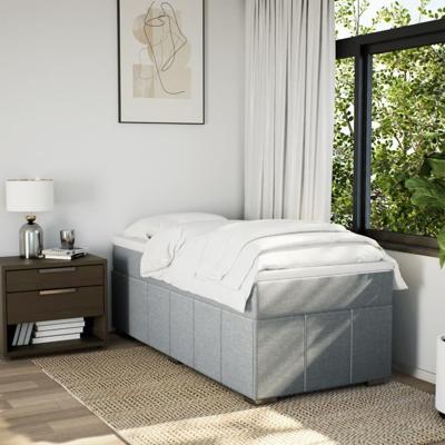 Boxspring met matras stof lichtgrijs 140x200 cm - thumbnail