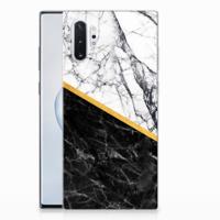 Samsung Galaxy Note 10 Plus | TPU | Siliconen hoesje | Marmer Wit Zwart - Origineel Cadeau Man - thumbnail