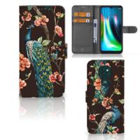 Motorola Moto G9 Play | E7 Plus | Telefoonhoesje | Met pasjeshouder | Pauw met Bloemen - thumbnail
