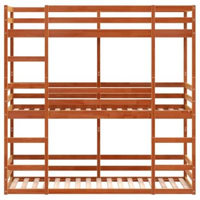 Stapelbed 3-persoons massief grenenhout wasbruin 75x190 cm