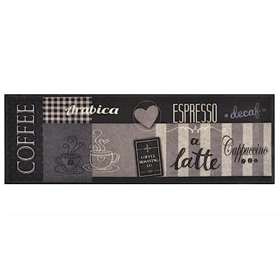 Keukenmat wasbaar koffieprint 60x180 cm fluweel zwart