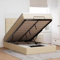 Ottoman bed met matras 120x190cm stof crèmekleurig - thumbnail