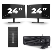 HP ProDesk 600 G2 Micro Tower - Intel Core i7-6e Generatie - 8GB RAM - 256GB SSD - Windows 11 + 2x 24 inch Monitor - thumbnail