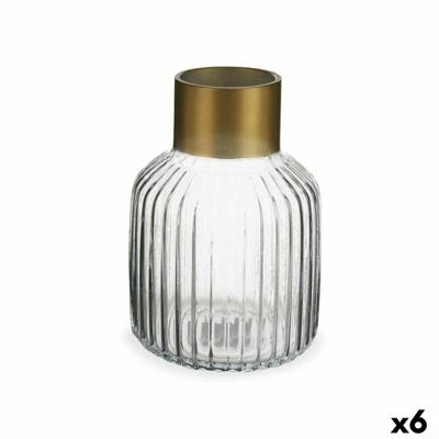 Vaas Gift Decor Transparant Gouden Glas 14,5 x 22 x 14,5 cm (6 Stuks)