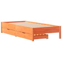 Bedframe zonder matras massief grenenhout wasbruin 120x190 cm - thumbnail