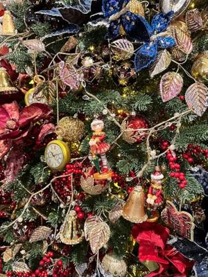 Decoris kersthanger glas klok bruin goud antiek