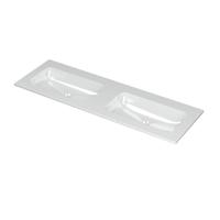INK Aspekt Wastafel Porselein Dubbel Zonder Kraangaten - 1400x450x15 mm - Glans Wit - thumbnail